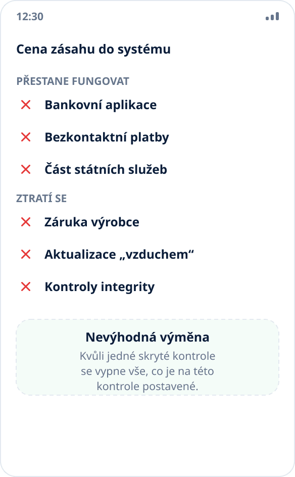 Co přestane fungovat po odemčení zavaděče a získání rootu: banky, platby, státní služby, záruka a aktualizace