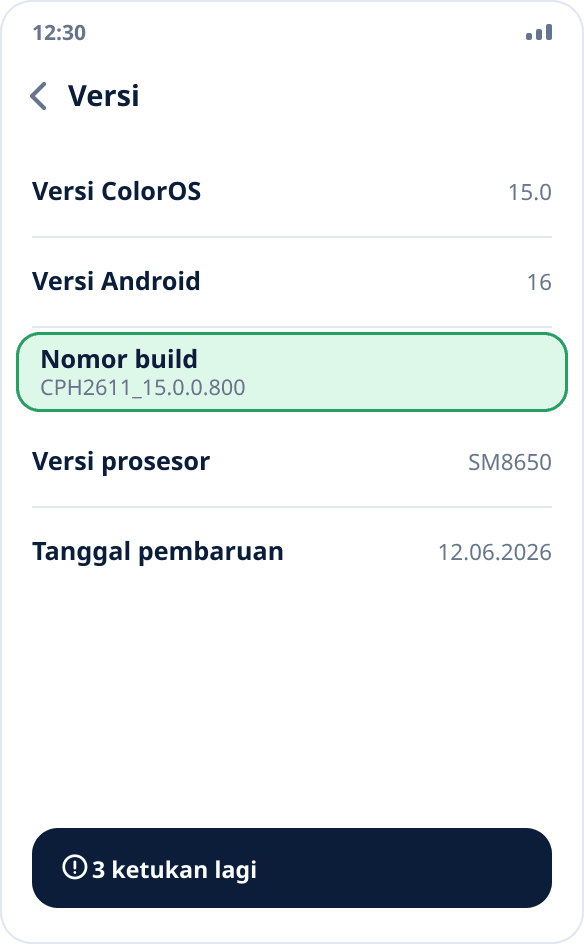 Layar “Versi” di realme dan OPPO: item “Nomor build” yang perlu diketuk tujuh kali