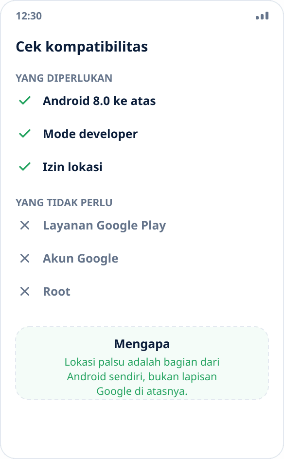 Memasang Mock Location di Huawei tanpa layanan Google: aplikasi bekerja lewat mekanisme bawaan Android