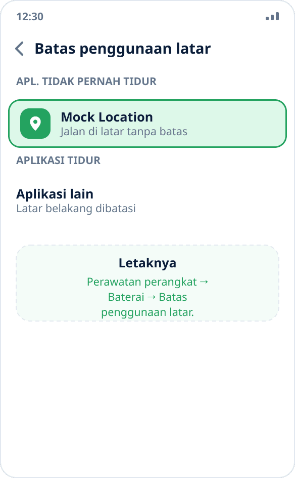 Setelan Samsung: Mock Location ditambahkan ke daftar aplikasi yang tidak pernah tidur