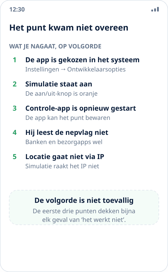 Een app toont de echte locatie in plaats van de gesimuleerde: een lijst met oorzaken om na te gaan