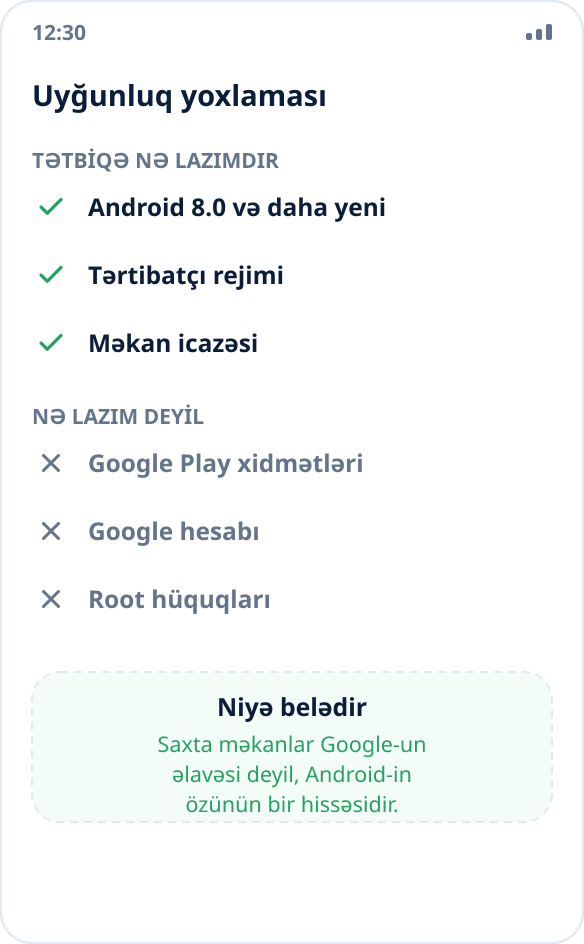 Google xidmətləri olmayan Huawei-də Mock Location quraşdırılması: tətbiq Android-in daxili mexanizmi ilə işləyir