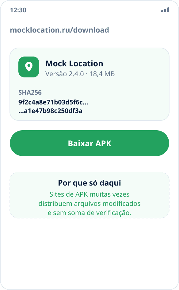 A página de download no site: versão, tamanho do arquivo e soma de verificação SHA256