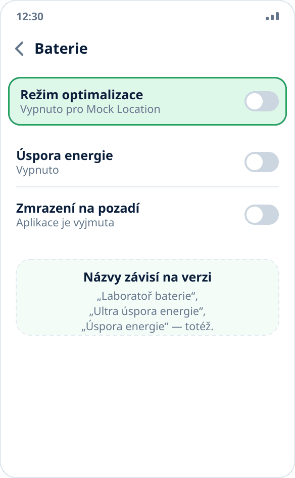 Nastavení baterie na Tecno a Infinix: pro aplikaci je vypnutý režim optimalizace a úspora energie