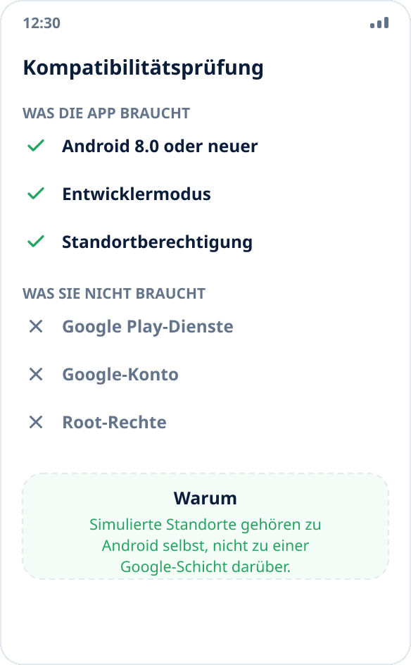 Mock Location auf Huawei ohne Google-Dienste: Die App nutzt den eingebauten Mechanismus von Android