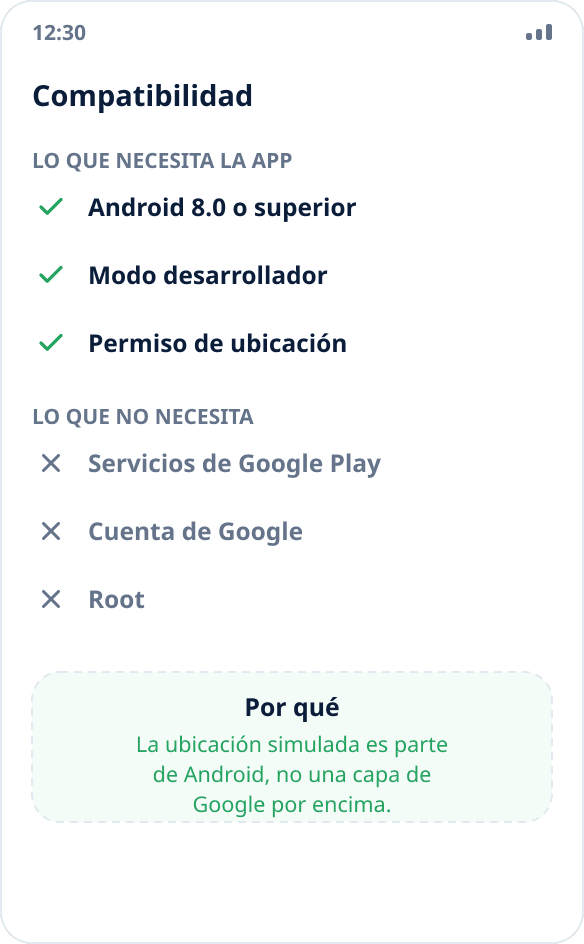 Instalar Mock Location en Huawei sin servicios de Google: la aplicación usa el mecanismo integrado de Android