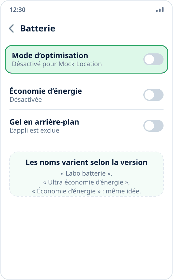 Paramètres de batterie sur Tecno et Infinix : l’optimisation et l’économie d’énergie sont désactivées pour l’application
