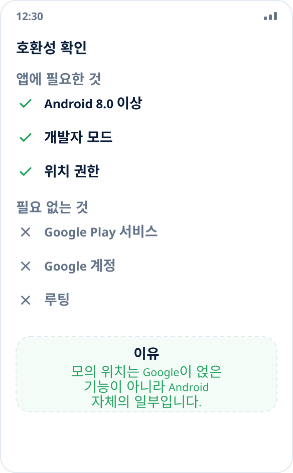 Google 서비스가 없는 Huawei에 Mock Location 설치: 앱은 Android 기본 기능으로 작동합니다