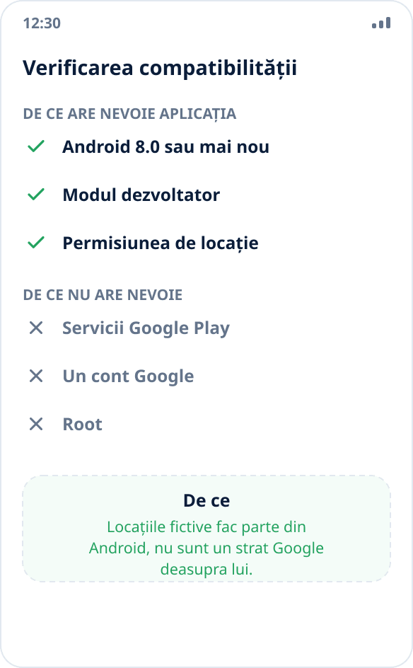 Instalarea Mock Location pe Huawei fără serviciile Google: aplicația funcționează prin mecanismul integrat al Android