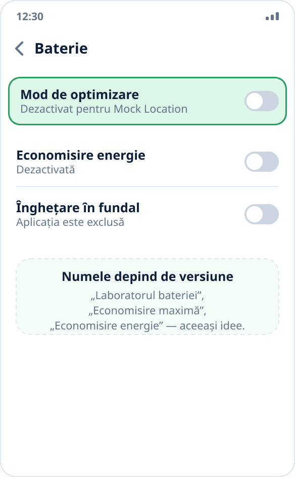 Setările bateriei pe Tecno și Infinix: modul de optimizare și economisirea energiei sunt dezactivate pentru aplicație