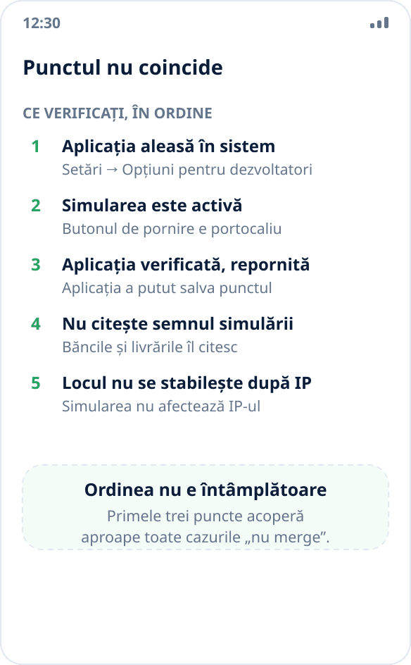 O aplicație arată locația reală în locul celei simulate: lista cauzelor de verificat