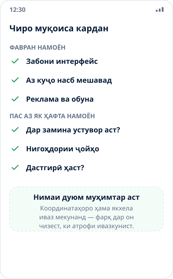 Рӯйхати интихоби барнома барои ивазкунии геолокатсия: забон, манбаи насб, рафтор дар замина, нигоҳдории ҷойҳо, реклама