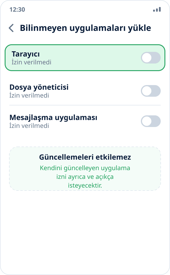 Kaynaktan yükleme izni, uygulama yüklendikten sonra kapatıldı